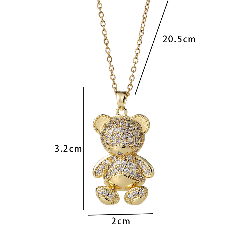 Cartoon Style Bear Copper Inlay Zircon Pendant Necklace display picture 9