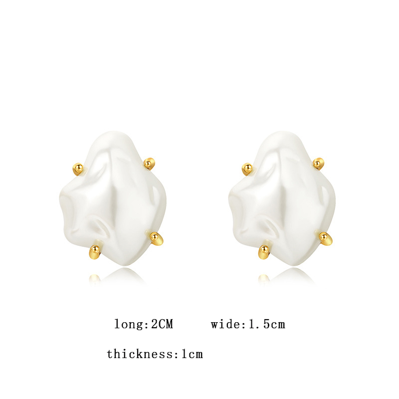 1 Pair Simple Style Solid Color Plating Imitation Pearl Gold Plated Ear Studs display picture 2