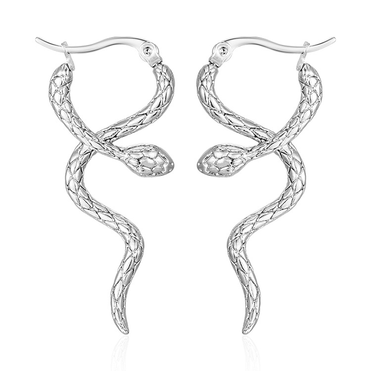 1 Pair Cool Style Snake Plating 304 Stainless Steel 18K Gold Plated Earrings display picture 3