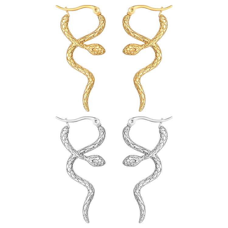 1 Pair Cool Style Snake Plating 304 Stainless Steel 18K Gold Plated Earrings display picture 4