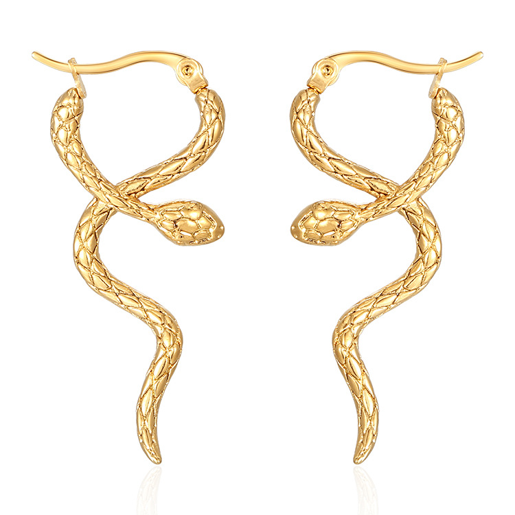 1 Pair Cool Style Snake Plating 304 Stainless Steel 18K Gold Plated Earrings display picture 1