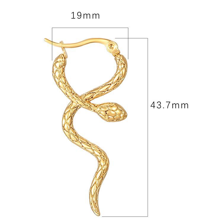 1 Pair Cool Style Snake Plating 304 Stainless Steel 18K Gold Plated Earrings display picture 5