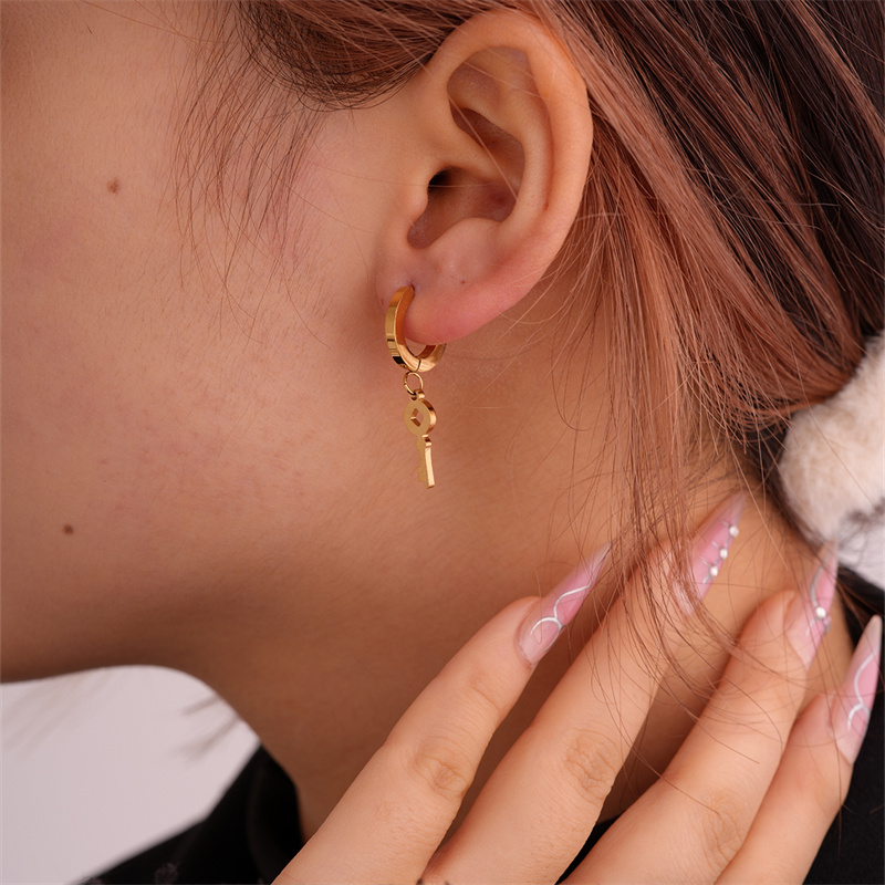 1 Set 3 Pairs Simple Style Classic Style Solid Color Plating Inlay 304 Stainless Steel Zircon Drop Earrings display picture 13