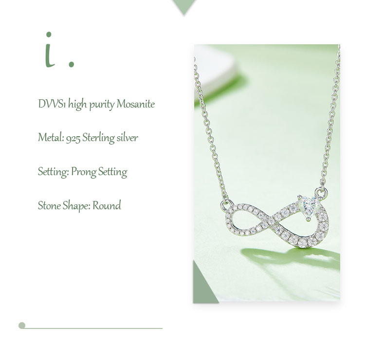 Simple Style Infinity Sterling Silver Moissanite Rose Gold Plated Silver Plated Pendant Necklace display picture 2