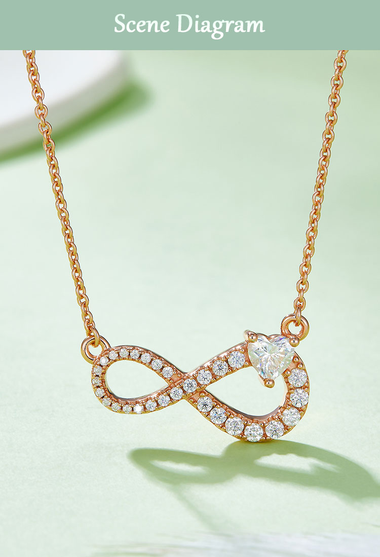 Simple Style Infinity Sterling Silver Moissanite Rose Gold Plated Silver Plated Pendant Necklace display picture 6