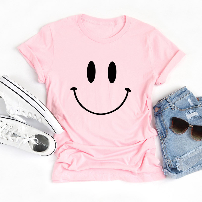 Women's T-shirt Short Sleeve T-Shirts Printing Casual Smiley Face display picture 6