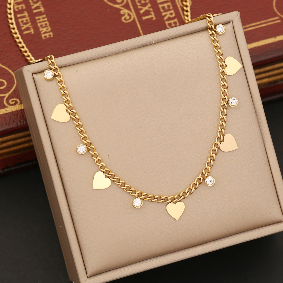 Fashion Heart Shape Flower Butterfly Stainless Steel Plating Hollow Out Inlay Zircon Necklace display picture 4
