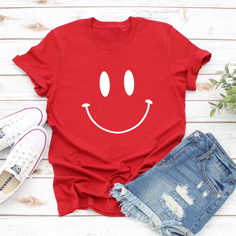 Women's T-shirt Short Sleeve T-Shirts Printing Casual Smiley Face display picture 5