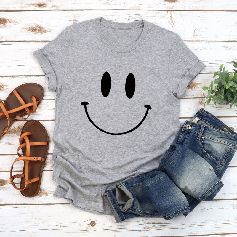 Women's T-shirt Short Sleeve T-Shirts Printing Casual Smiley Face display picture 2