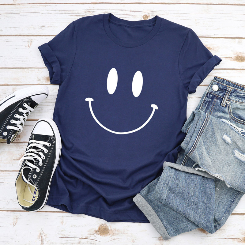 Women's T-shirt Short Sleeve T-Shirts Printing Casual Smiley Face display picture 7