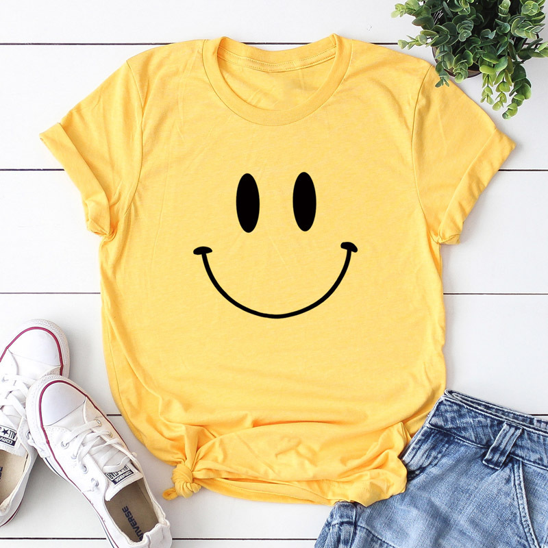 Women's T-shirt Short Sleeve T-Shirts Printing Casual Smiley Face display picture 4