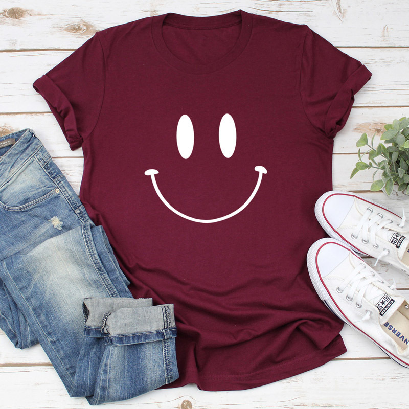 Women's T-shirt Short Sleeve T-Shirts Printing Casual Smiley Face display picture 3