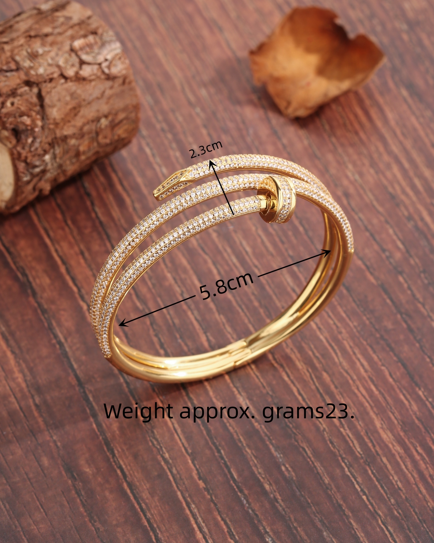 Luxurious Modern Style Shiny Solid Color Copper Plating Inlay Zircon 18k Gold Plated Bangle display picture 3