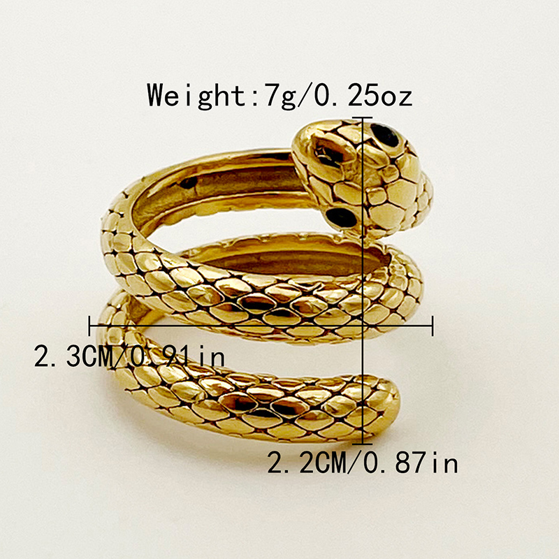 304 Stainless Steel 14K Gold Plated Funny Rock Punk Polishing Plating Snake Rings display picture 3
