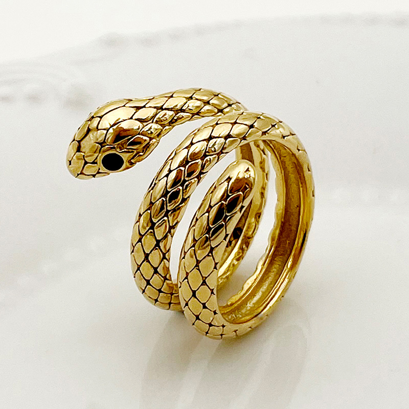 304 Stainless Steel 14K Gold Plated Funny Rock Punk Polishing Plating Snake Rings display picture 1