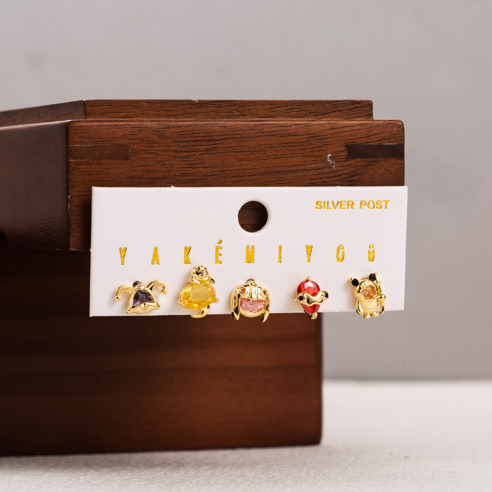 Cute Cartoon Character Copper 14k Gold Plated Zircon Ear Studs In Bulk display picture 2