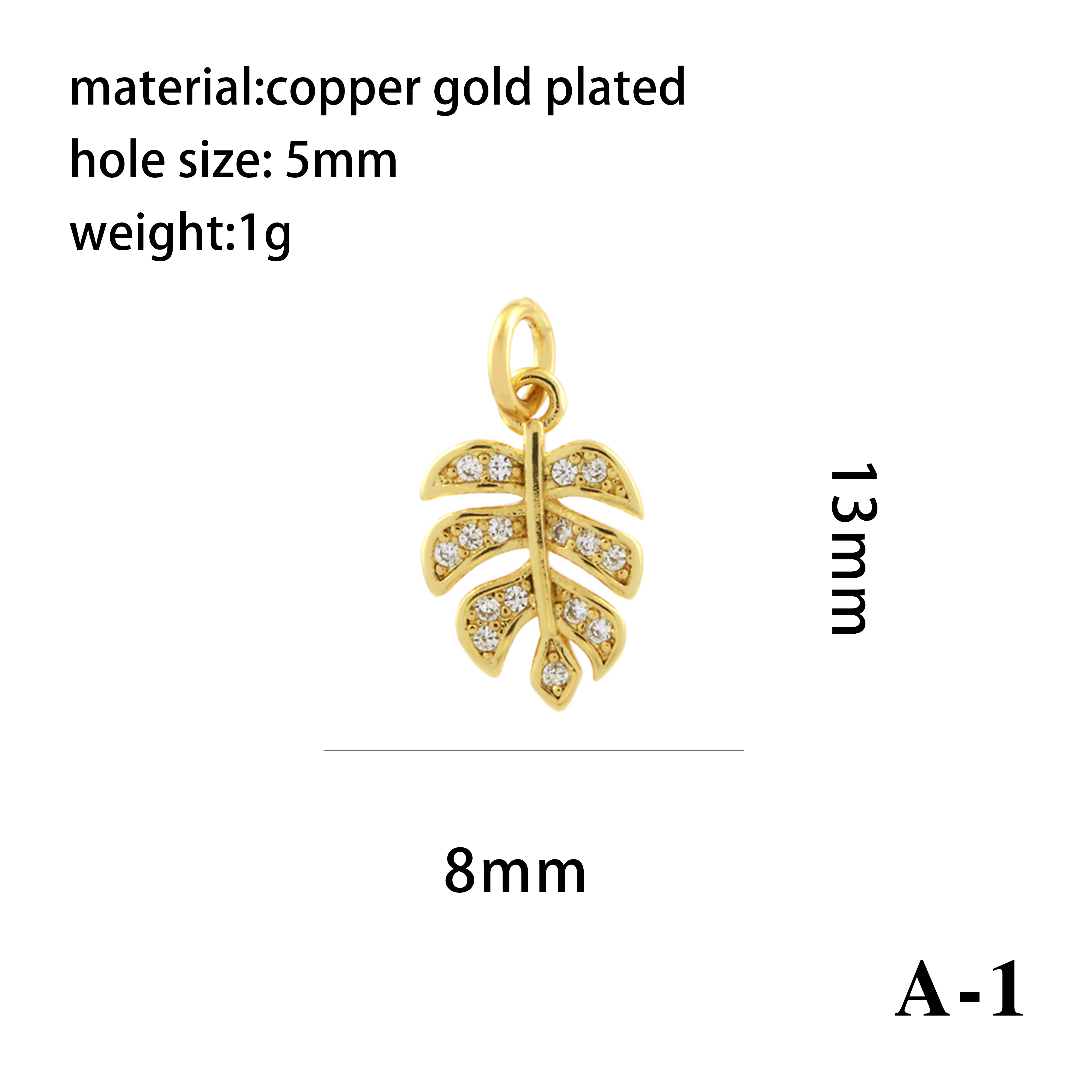 Simple Style Shiny Leaves Rose Flower Copper Plating Inlay Zircon 18k Gold Plated Charms display picture 7