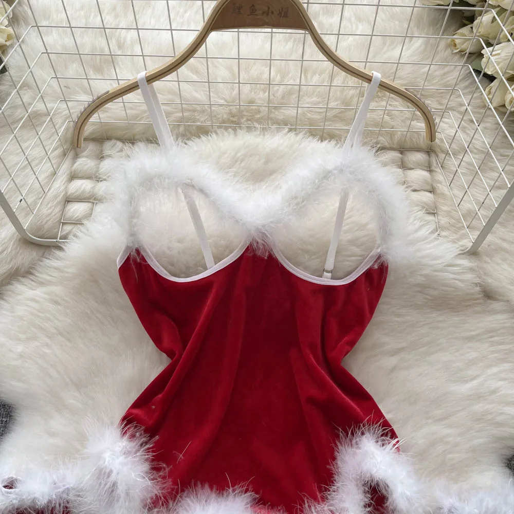 Women's Christmas Sexy Solid Color Sexy Lingerie Sets Party Jumpsuit Mid Waist Thong Sexy Lingerie display picture 5