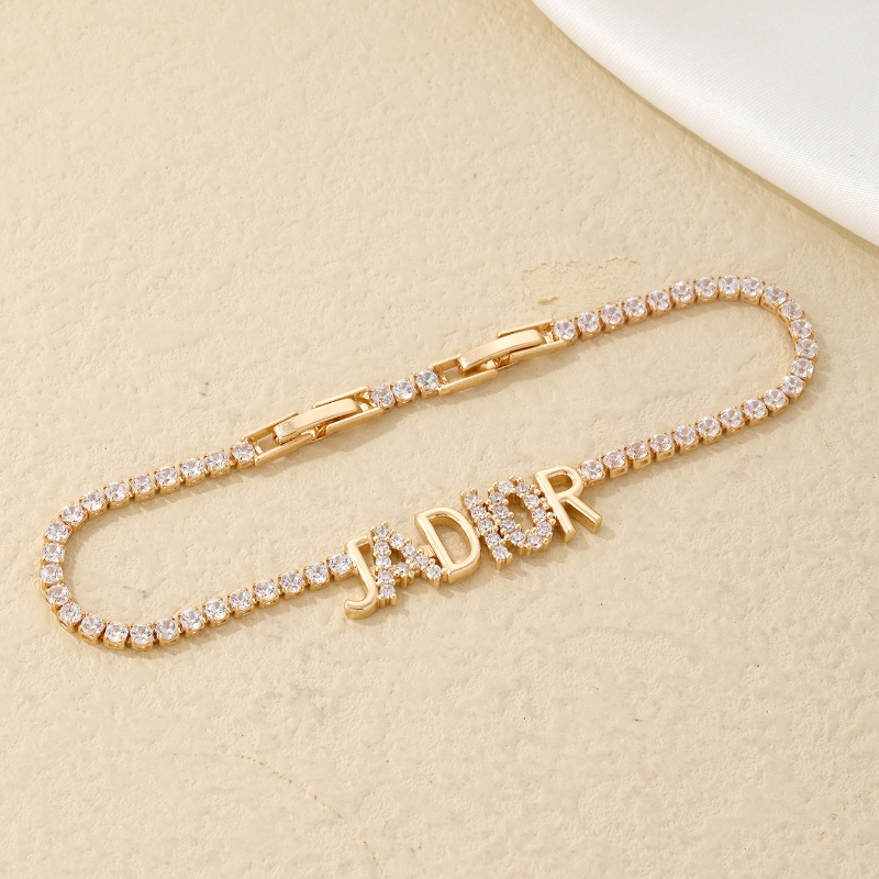 Copper Simple Style Classic Style Commute Plating Inlay Letter Zircon Bracelets display picture 4
