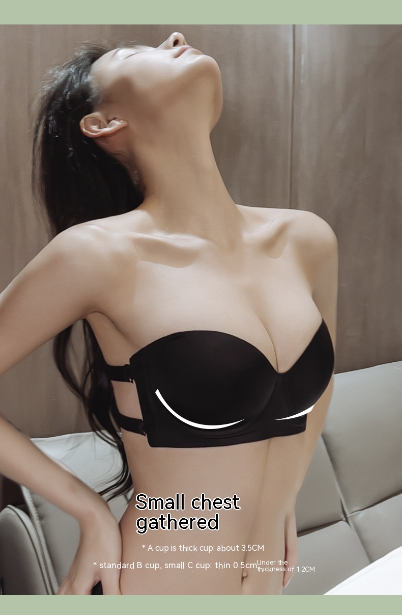 Solid Color Seamless Bra Sexy Gather Breathable Backless Bra display picture 2