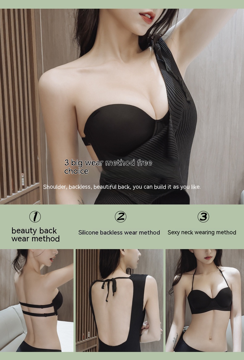 Solid Color Seamless Bra Sexy Gather Breathable Backless Bra display picture 8