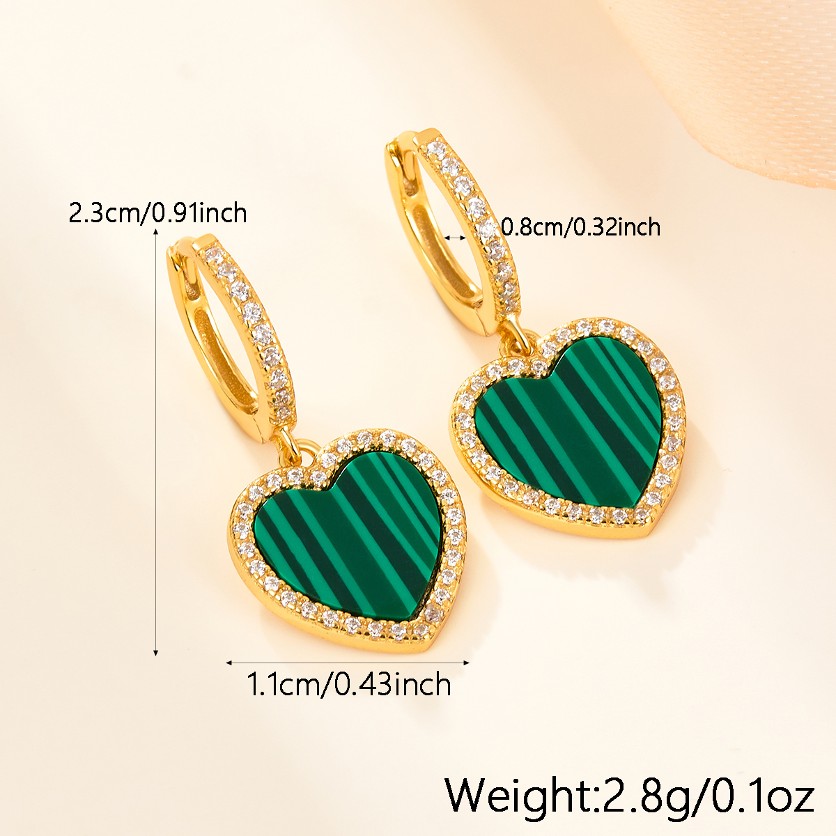 1 Pair Retro Lady Heart Shape Plating Inlay Sterling Silver Zircon 18k Gold Plated Drop Earrings display picture 2