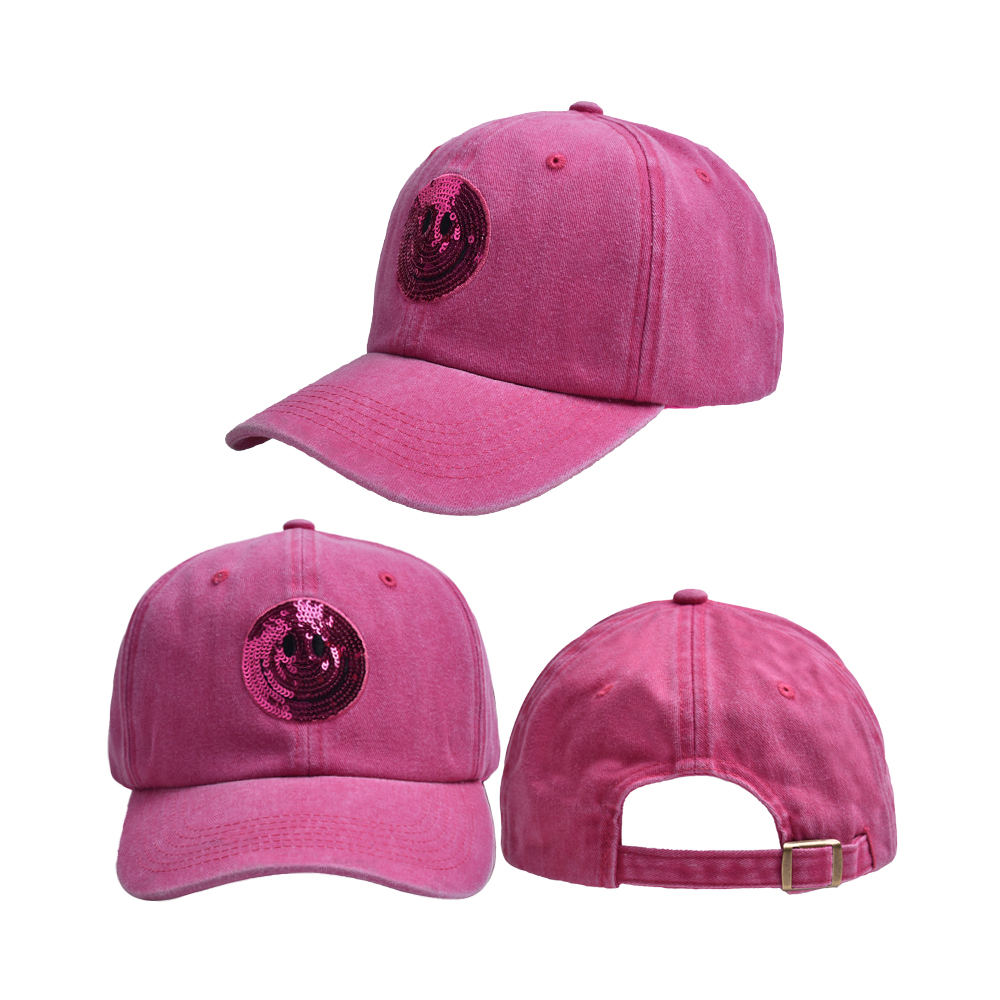 Unisex Cute Simple Style Smiley Face Sequins Curved Eaves Baseball Cap display picture 13