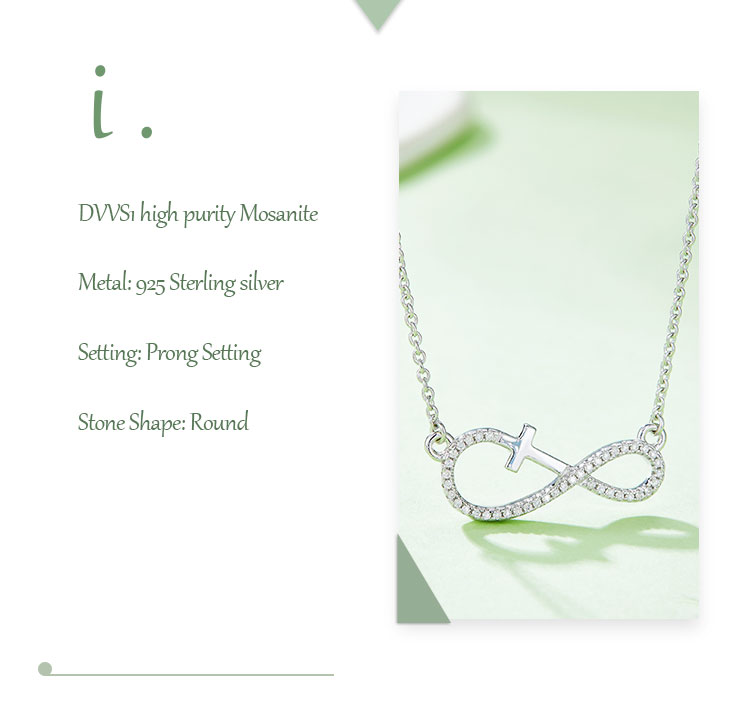 Elegant Simple Style Cross Infinity Sterling Silver Plating Inlay Moissanite Rose Gold Plated Gold Plated Silver Plated Necklace display picture 2