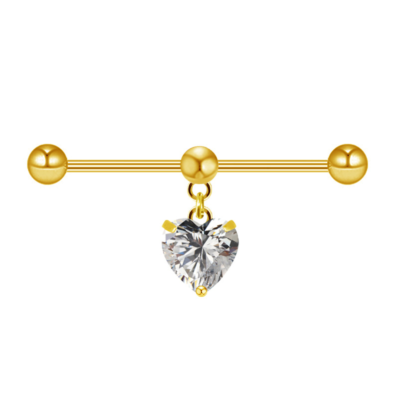 1 Piece Casual Elegant Tropical Heart Shape Bow Knot Plating Inlay Stainless Steel Alloy Copper Rhinestones Zircon Gold Plated Ear Studs display picture 8