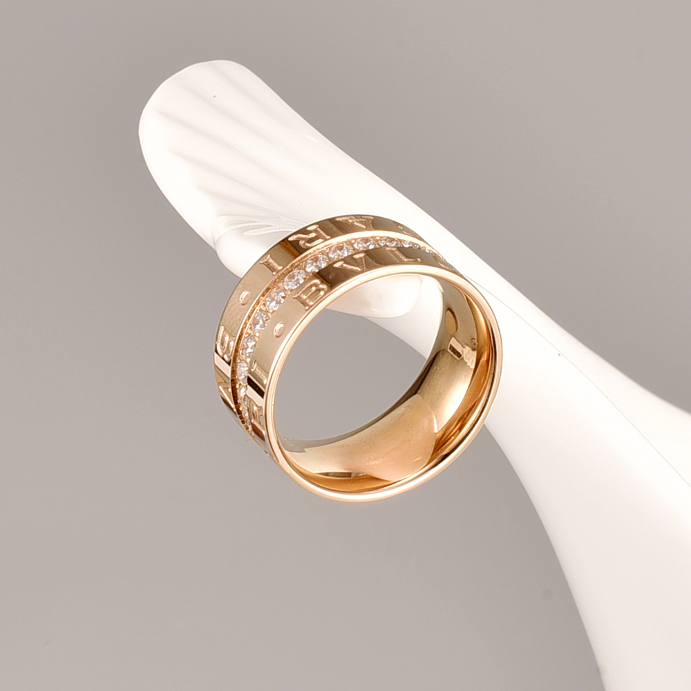Women's Simple Style Geometric Titanium Steel Rings Diamond Zircon Stainless Steel Rings display picture 2
