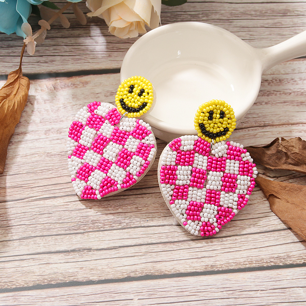 Vintage Style Heart Shape Smiley Face Cloth Glass Inlay Glass Women's Dangling Earrings Earrings display picture 2