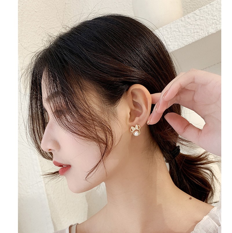 Fashion Bow Knot Alloy Rhinestone Artificial Pearl Ear Studs display picture 3
