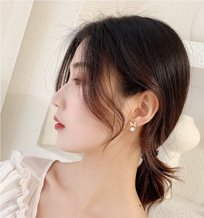 Fashion Bow Knot Alloy Rhinestone Artificial Pearl Ear Studs display picture 4