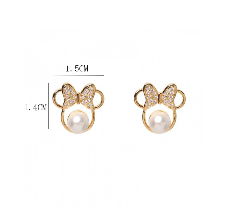 Fashion Bow Knot Alloy Rhinestone Artificial Pearl Ear Studs display picture 7