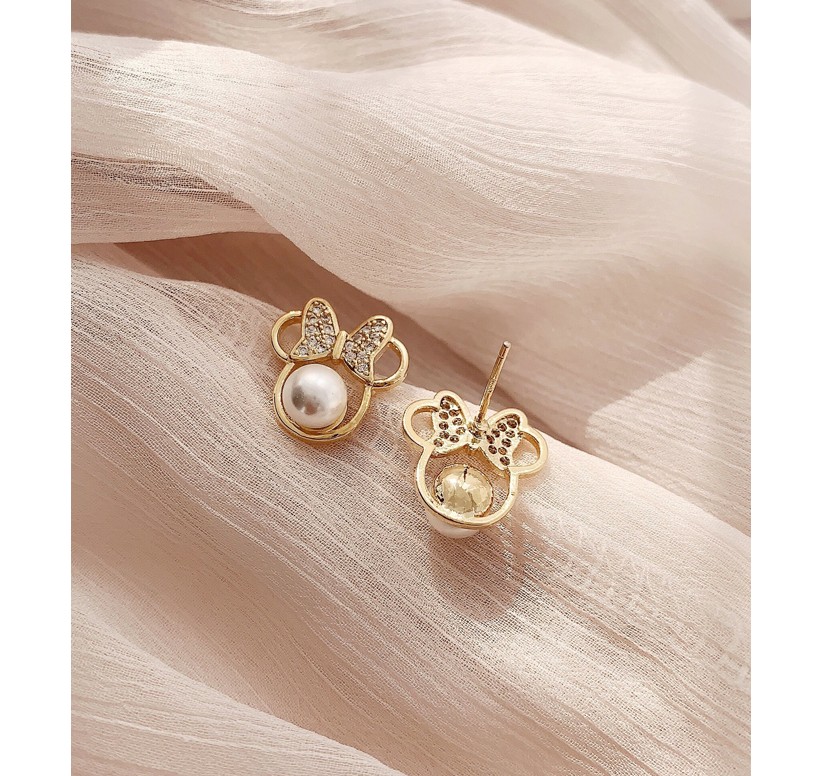 Fashion Bow Knot Alloy Rhinestone Artificial Pearl Ear Studs display picture 1