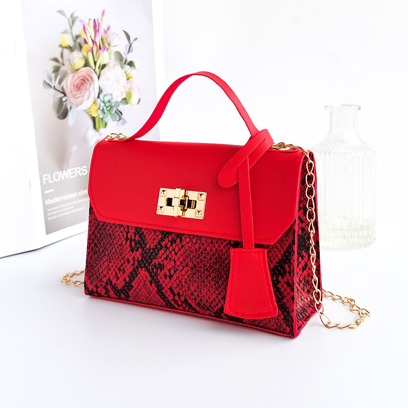 Women's Medium Pu Leather Snakeskin Fashion Square Lock Clasp Crossbody Bag display picture 2