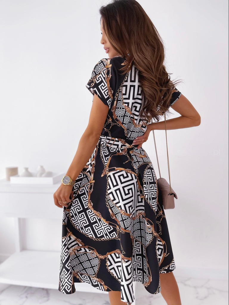 Summer Women's Sexy V-neck Printed Short Sleeve Mid-length Dress display picture 23