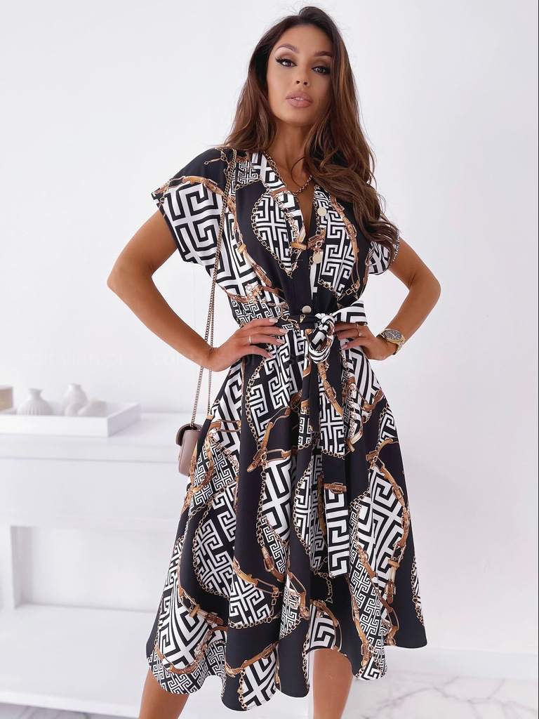 Summer Women's Sexy V-neck Printed Short Sleeve Mid-length Dress display picture 24
