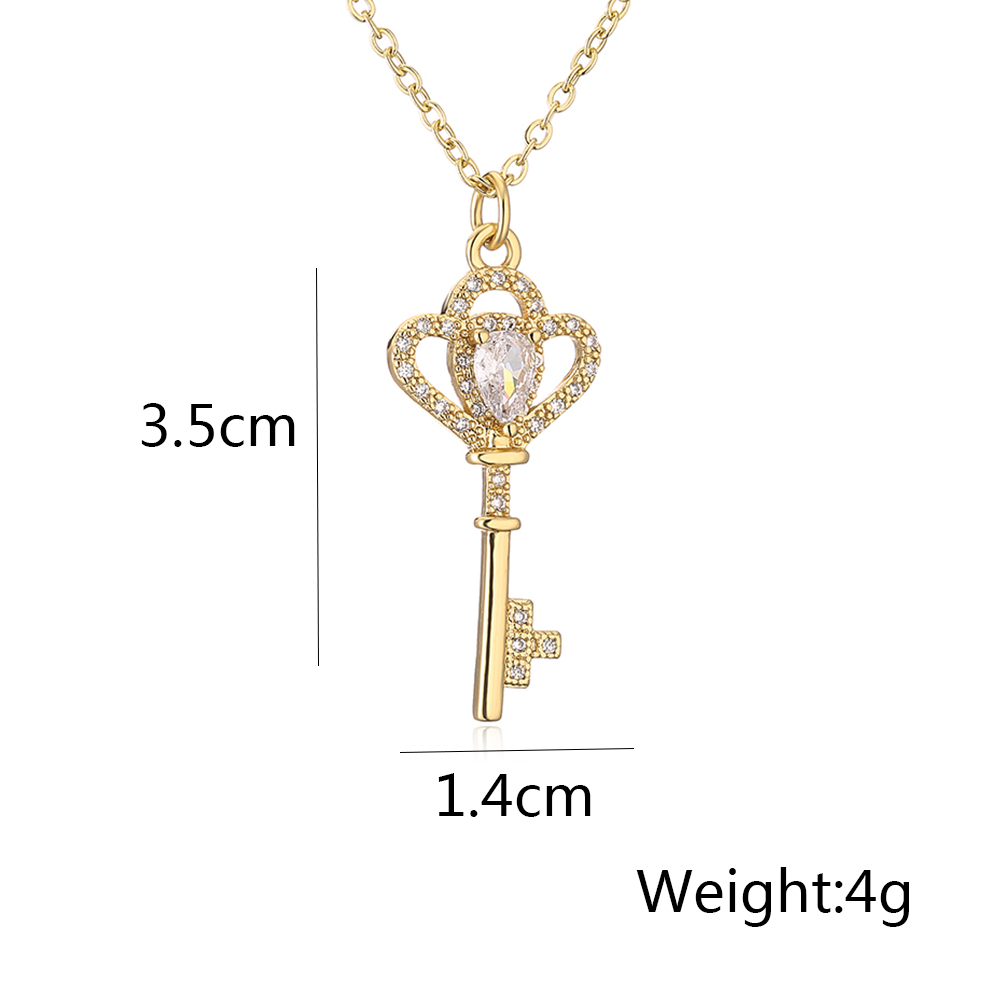 1 Piece Fashion Sun Key Copper Inlay Zircon Pendant Necklace display picture 2