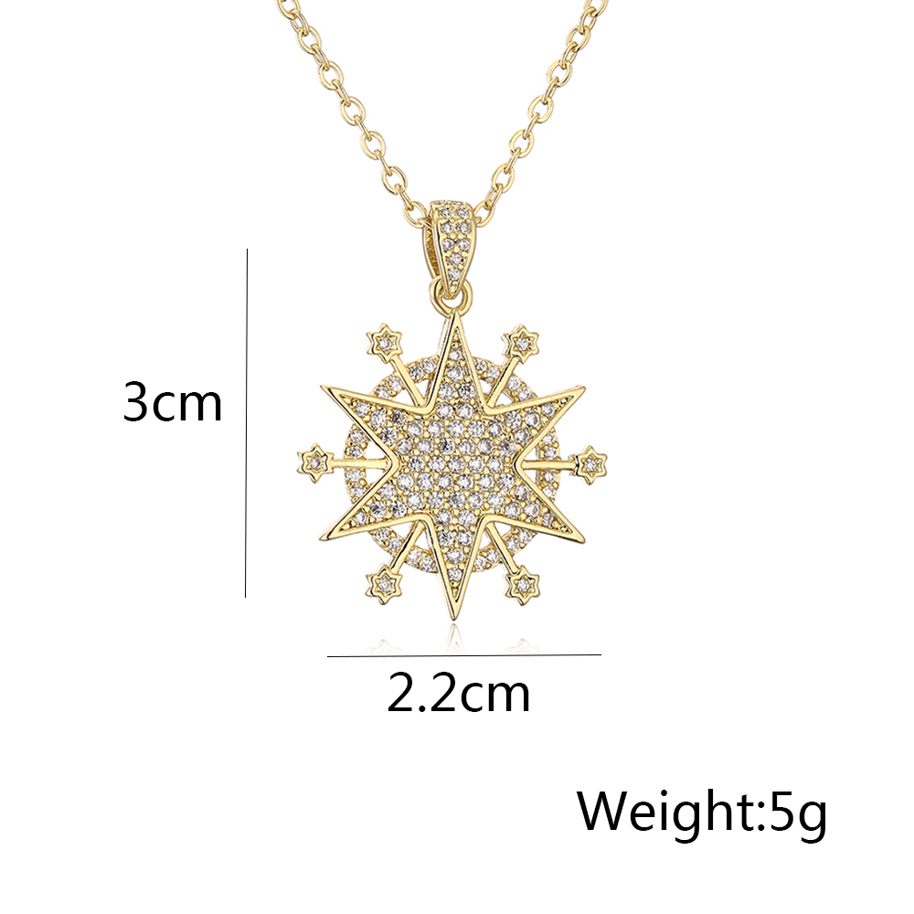 1 Piece Fashion Sun Key Copper Inlay Zircon Pendant Necklace display picture 3