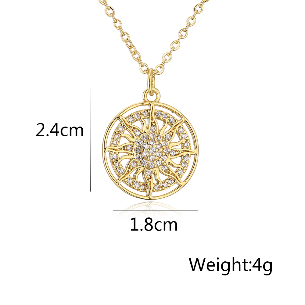 1 Piece Fashion Sun Key Copper Inlay Zircon Pendant Necklace display picture 1