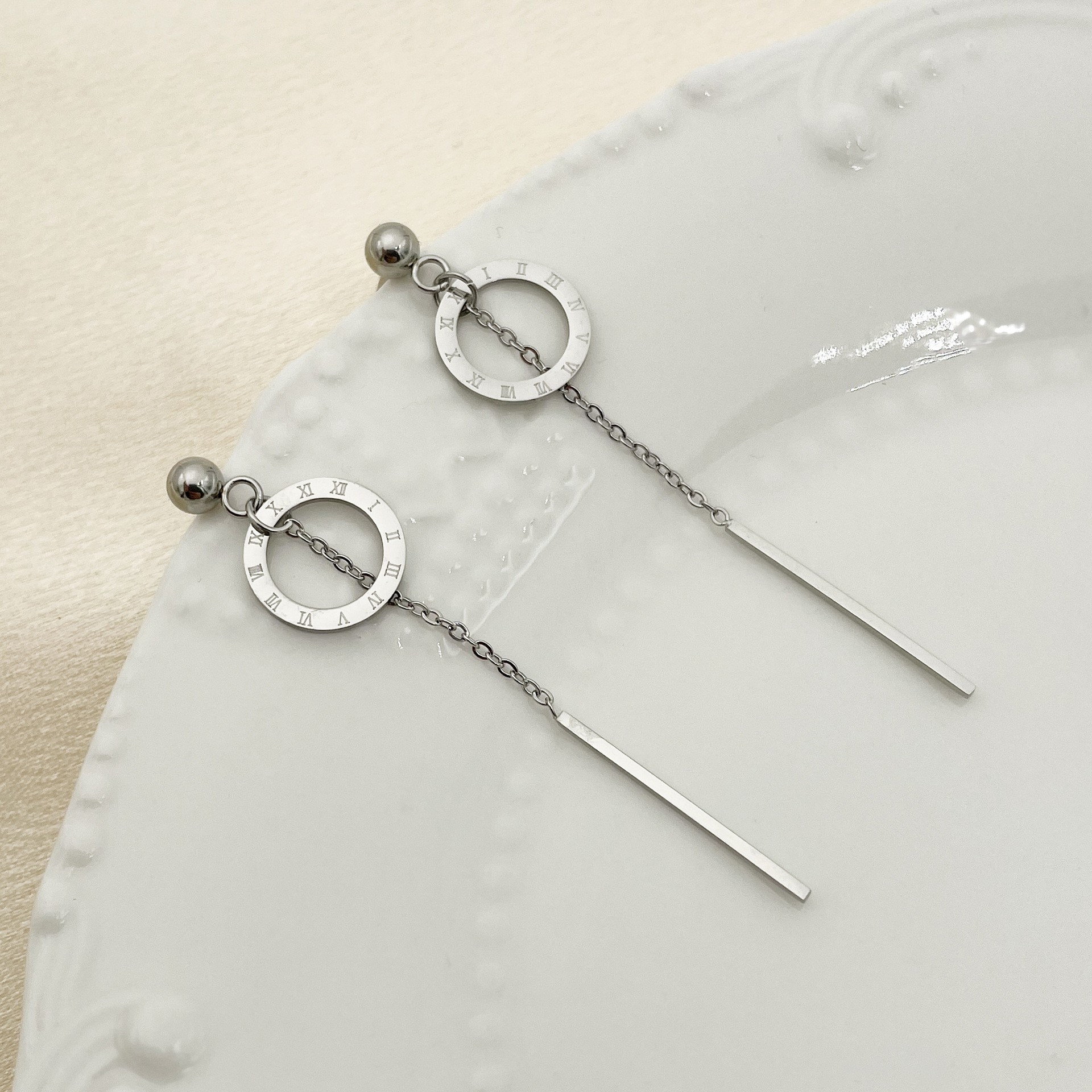 1 Piece Simple Style Circle Tassel Plating 304 Stainless Steel Drop Earrings display picture 2