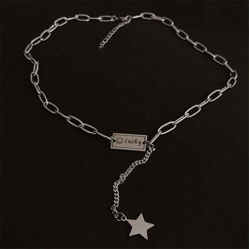 Titanium Steel Hip-Hop Casual Punk Inlay Plating Letter Bear Star Rhinestones Acrylic Artificial Pearls Necklace display picture 15