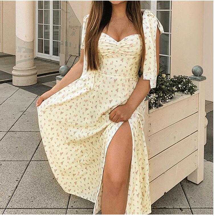 Women's Regular Dress Elegant Simple Style Square Neck Backless Sleeveless Ditsy Floral Midi Dress Daily Beach display picture 3