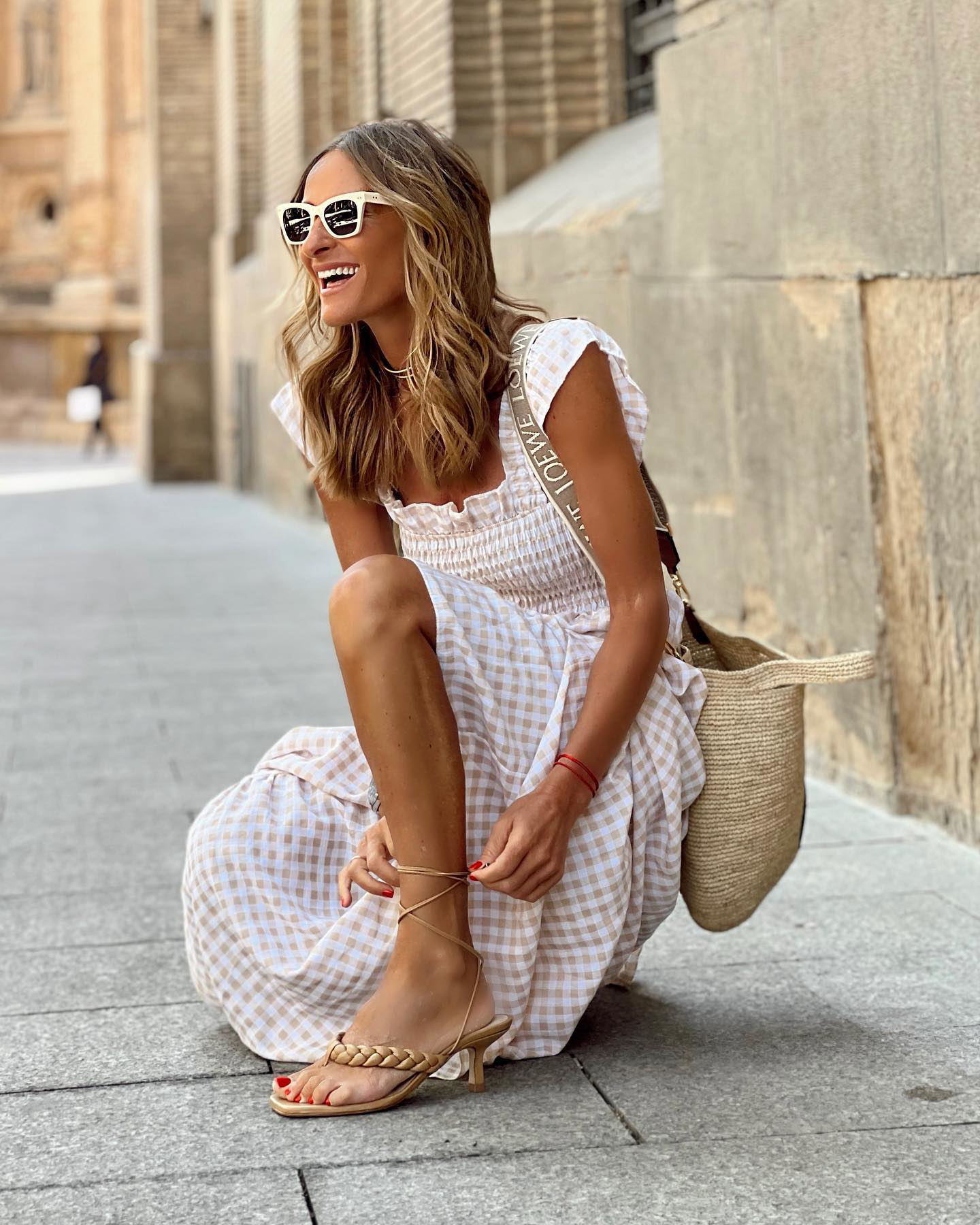 Women's A-line Skirt Regular Dress Bodycon Dress Simple Style Classic Style U Neck Boat Neck Ruffles Ruffle Hem Ruched Sleeveless Gingham Simple Solid Color Maxi Long Dress Casual Outdoor Daily display picture 10