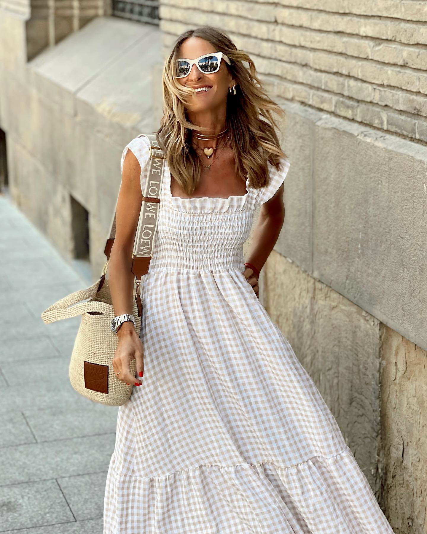 Women's A-line Skirt Regular Dress Bodycon Dress Simple Style Classic Style U Neck Boat Neck Ruffles Ruffle Hem Ruched Sleeveless Gingham Simple Solid Color Maxi Long Dress Casual Outdoor Daily display picture 9