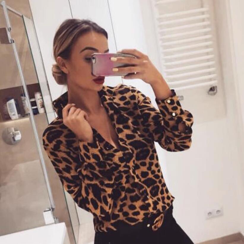 Women's Blouse Long Sleeve Blouses Casual Leopard display picture 3