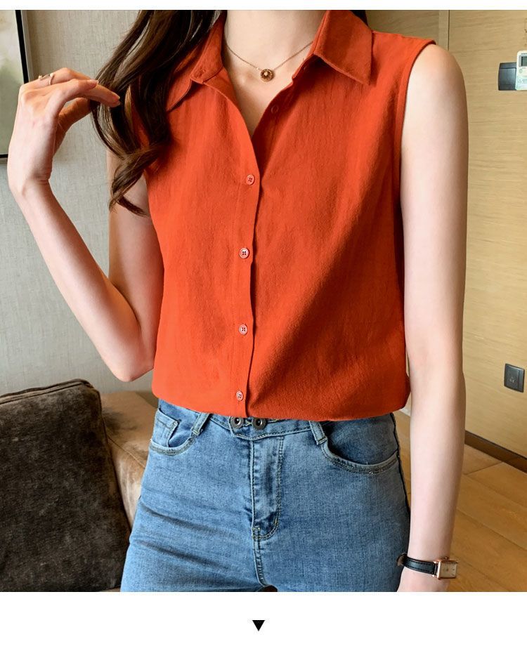 Women's Blouse Sleeveless Blouses Button Casual Simple Style Simple Solid Color display picture 24
