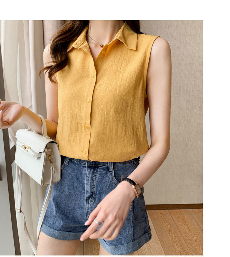 Women's Blouse Sleeveless Blouses Button Casual Simple Style Simple Solid Color display picture 21
