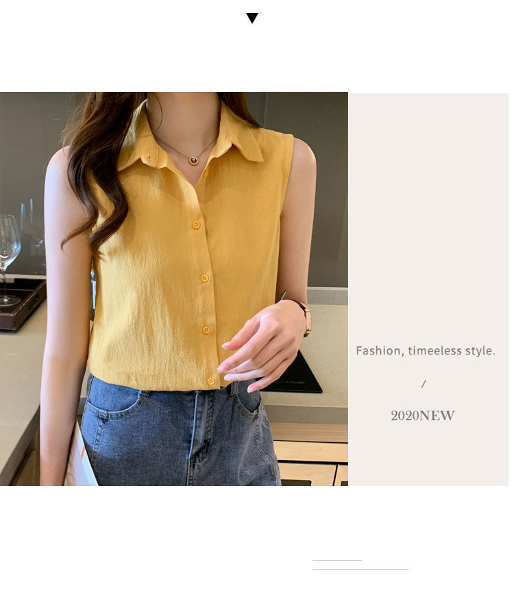 Women's Blouse Sleeveless Blouses Button Casual Simple Style Simple Solid Color display picture 6